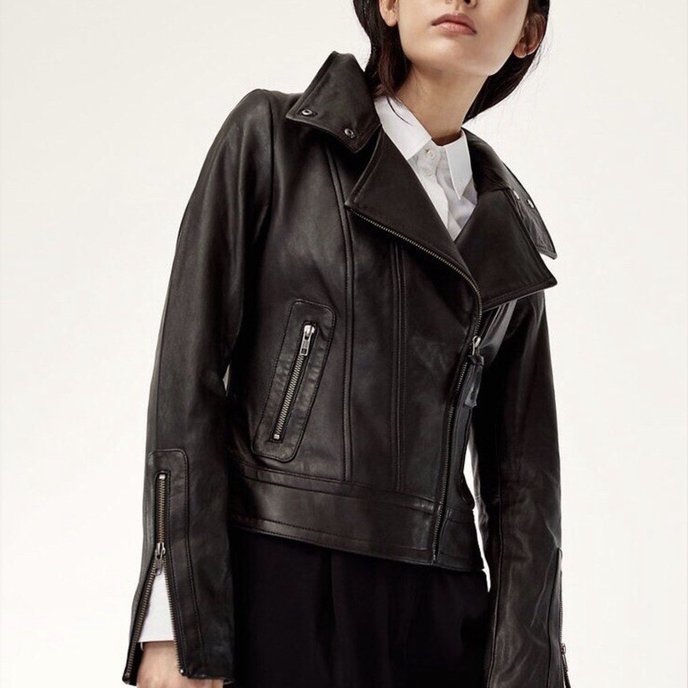 Mackage Black Leather Biker Jacket | Exclusively for Aritzia
